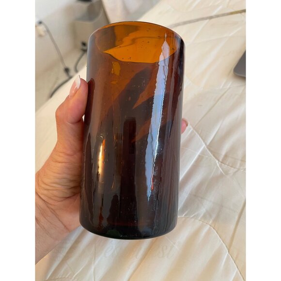 Vintage Bubble Tumblers Hand Blown Dark Amber Set of 5 Collectible - Picture 5 of 14